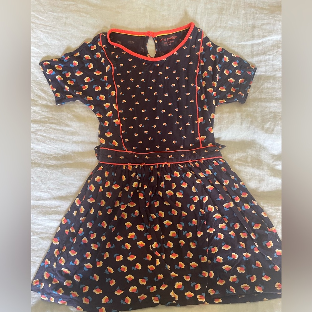 Mini Boden Navy Dress with Red Trim